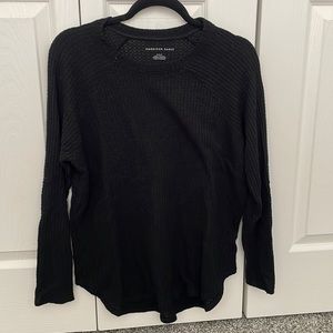 Waffle knit black long sleeve